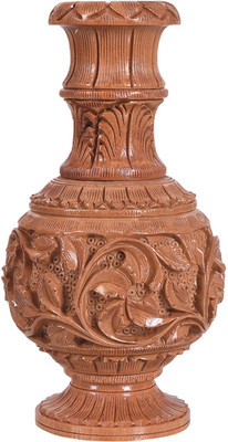 

Craft Trade Designer Brown Wooden Leaves Vase Wooden Vase(6.5 inch, Brown)