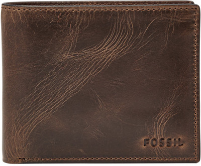 

Fossil Men Brown Genuine Leather Wallet(1 Card Slot), Dark brown