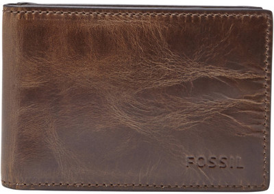 

Fossil Men Brown Genuine Leather Wallet(3 Card Slots), Dark brown