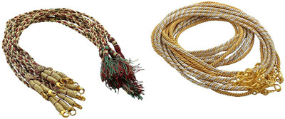 

GOELX Necklace back rope dori 2 different styles Red green ZariThread & Metal dori Combo for silk thread /terracota jewelery, quilling