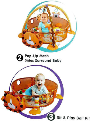 

Tipi Tipi Tap Baby Crib Gym Activity Play Set 30 balls stuff toy Crib Play Gym Activity Set Mesh Play Gym(Fabric, Multicolor)