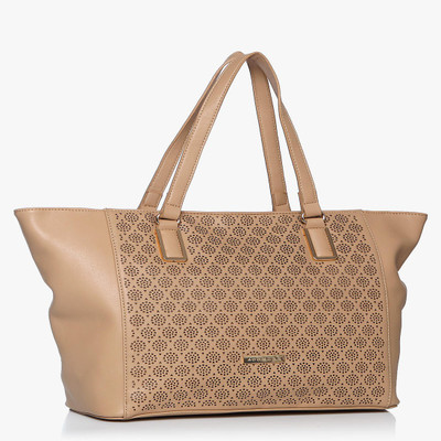 

Addons Laser cut everyday tote bag Shoulder Bag(Brown, 5 L)