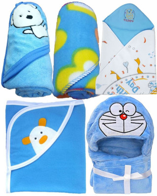 

BRANDONN Embroidered  Hooded Baby Blanket(Microfiber, Multicolor