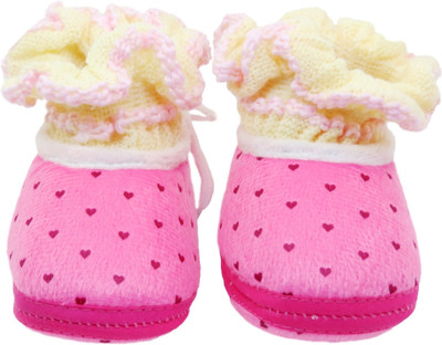 

Neska Moda Polka 0 To 12 Month Baby Booties(Toe to Heel Length - 12 cm Pink)
