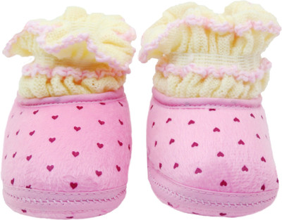 

Neska Moda Polka 0 To 12 Month Baby Booties(Toe to Heel Length - 12 cm Pink)