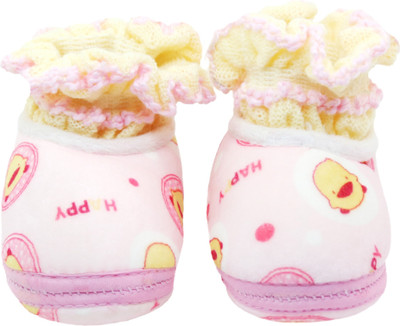 

Neska Moda Happy 0 To 12 Month Baby Booties(Toe to Heel Length - 12 cm Pink)