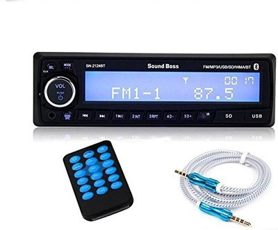 

Sound Boss SN-2124BT Bluetooth Wireless Phone Caller Id Receiver Car Media Player with SoundBoss Premium Aux-Cable 3.5mm Car Stereo(Single Din)