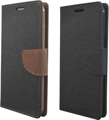 COVERNEW Flip Cover for Lenovo A6000 Plus COVERNEW Flip cover for Lenovo A6000 Plus - Black Brown::Full Black(Multicolor, Pack of: 2)