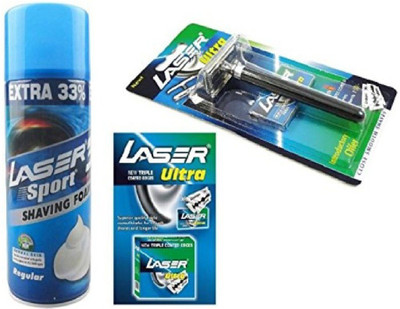 

Laser Regular Shaving Foam, Ultra Metal Head Razor And Ultra Blades Pack of 5 (50 Blades)(Set of 5)