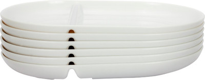 

Foodies Tableware Polycarbonate Quick Meal Plate Divided in Two Portions (Set of 6) Plastic Cutlery Set(Pack of 6)