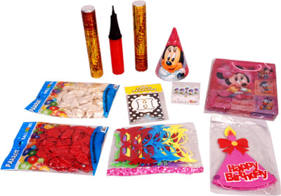 

Tipi Tipi Tap Multicolor Complete Minnie Mouse Theme Birthday Party Decoration Set with 100 Balloons, 5 Candles, 10 Masks, 10 Bags, 10 caps ,1 Banner,1 Air Pump - 480 g