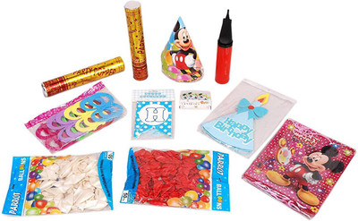 

Tipi Tipi Tap Multicolor Complete Mickey Mouse Theme Birthday Party Decoration Set with 100 Balloons, 5 Candles, 10 Masks, 10 Bags, 10 caps ,1 Banner,1 Air Pump - 480 g
