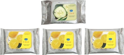 

Ginni Makeup Remover & Cleansing Wet Wipes Combo Set-Lemon (Set of 3) (Pack of 10) & Cucumber (Pack of 30)(Pack of 60)