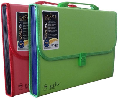 

World One Polypropylene Expanding Folder(Set Of 2, Green, Red)