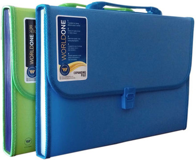 

World One Polypropylene Expanding Folder(Set Of 2, Blue, Green)