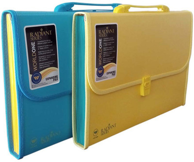 World One Polypropylene Expanding Folder(Set Of 2, Blue, Yellow)