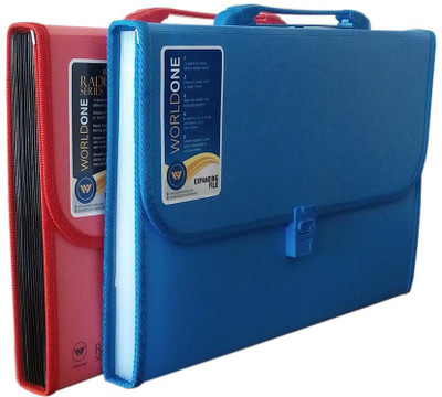 

World One Polypropylene Expanding Folder(Set Of 2, Red, Blue)