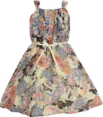 Cutecumber Girls Midi/Knee Length Party Dress(Multicolor, Sleeveless) Flipkart