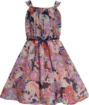 Cutecumber Girls Midi/Knee Length Party Dress(Multicolor, Sleeveless) Flipkart