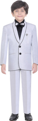 

Jeet Coat Suit Set with Shirt Self Design Baby Boys Suit, White