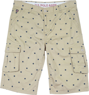 

US Polo Kids Short For Boys Casual Printed Cotton(Beige, Pack of 1