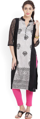 

Libas Women's Printed Straight Kurta(Black