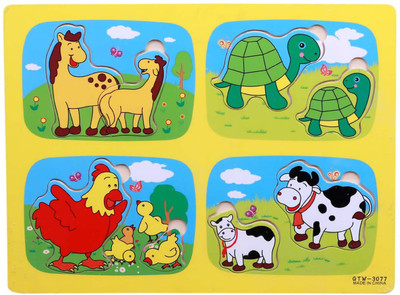 

Montez Kids Animal Puzzle Learning Wooden Toy(Multicolor)