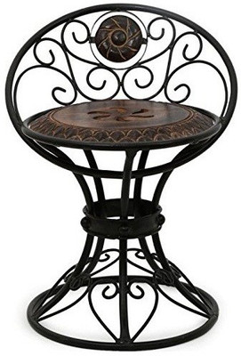 

Desi Karigar Beautiful Design Wrought Iron Solid Wood Living Room Chair(Finish Color - Brown)