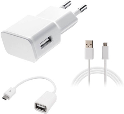 DAKRON Wall Charger Accessory Combo for Karbonn Quattro L50 HD(White)