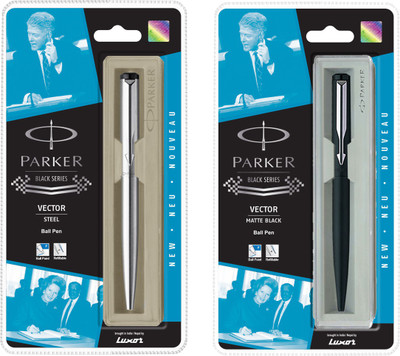 

Parker Vector Stainless Steel & Matte Black CT Ball Pen(Pack of 2)