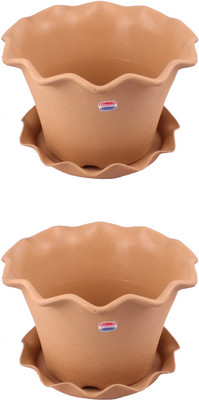 

Garden's Need Orchid Pot With Drip Tray Plant Container Set(Pack of 2, Plastic)
