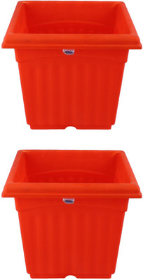 

Garden's Need Square Pot With Drip Tray Plant Container Set(Pack of 2, Plastic)