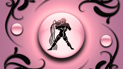 

Zodiac signs Aquarius on a pink background with black ornament on quality paper 13x19 Paper Print(19 inch X 13 inch, Rolled)