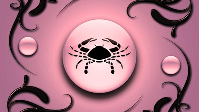 

Zodiac signs Cancer on a pink background with black ornament on quality paper 13x19 Paper Print(19 inch X 13 inch, Rolled)
