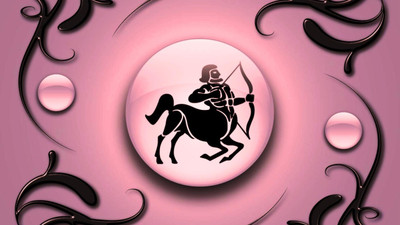 

Zodiac signs Sagittarius on a pink background with black ornament on quality paper 13x19 Paper Print(19 inch X 13 inch, Rolled)