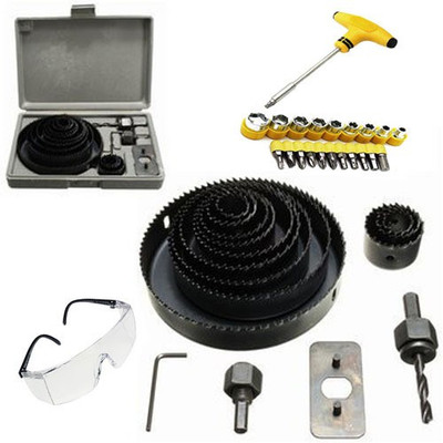 

Star 16 pcs Hole Saw Combo + 22 Pcs Screw Driver Set + Eye Safety Goggle Hand Tool Kit(16 Tools), Black