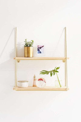 

Qesyas Two Tier Wall Shelf MDF, Iron Wall Shelf(Number of Shelves - 2, Gold)