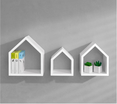 

Qesyas Hut Wall Shelf Set of 3 MDF Wall Shelf(Number of Shelves - 3, White)
