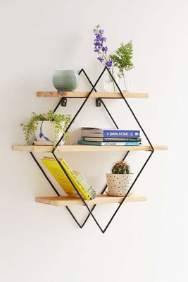 

Qesyas Diamond Wall Shelf MDF, Iron Wall Shelf(Number of Shelves - 3, Black)