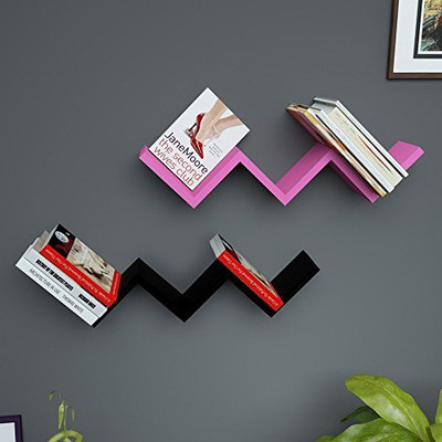 

Ganeshaas W Shaped Pink n Black Zig Zag Floating Racks MDF Wall Shelf(Number of Shelves - 2, Pink, Black)