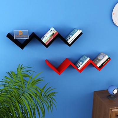 

Ganeshaas Dual Tone Set of 2 W Shaped Red n Black Zig Zag Floating Racks MDF Wall Shelf(Number of Shelves - 2, Red, Black)