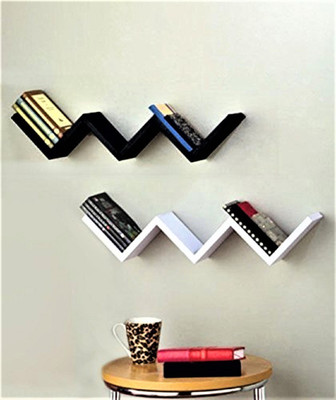 

Ganeshaas Dual Tone Set of 2 W Shaped Black n White Zig Zag Floating Racks MDF Wall Shelf(Number of Shelves - 2, Black, White)