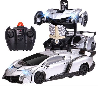 

Kiditos Remote Control Wall Climber One-key Transformation R/C Lamborghini Car Robot(Silver)