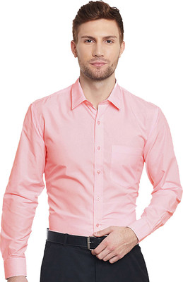 Hancock Men Solid Formal Pink Shirt