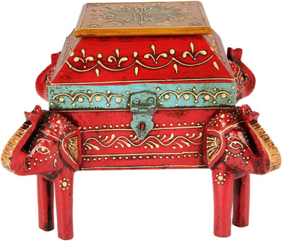 

NG Art Ventura Handcrafted Elephant Headed Storage box Decorative Showpiece - 24 cm(Wooden, Multicolor)