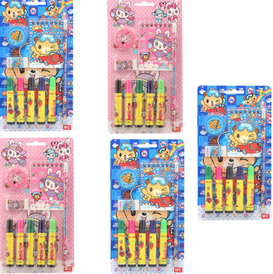 

Shopiral Cartoon Suprefine Nib Sketch Pens(Set of 5, Pink,Blue)