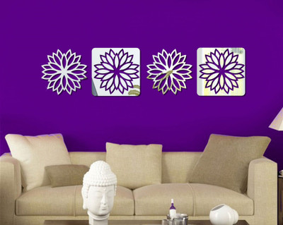 

naveed arts  Acrylic Sticker Sticker(Pack of 4, Silver