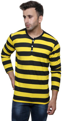 

Leana Striped Men' Henley Yellow, Black T-Shirt