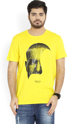 

United Colors of Benetton Printed Men' Round Neck Yellow T-Shirt, 77g