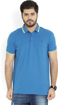 

United Colors of Benetton Solid Men's Polo Neck Blue T-Shirt, 05q